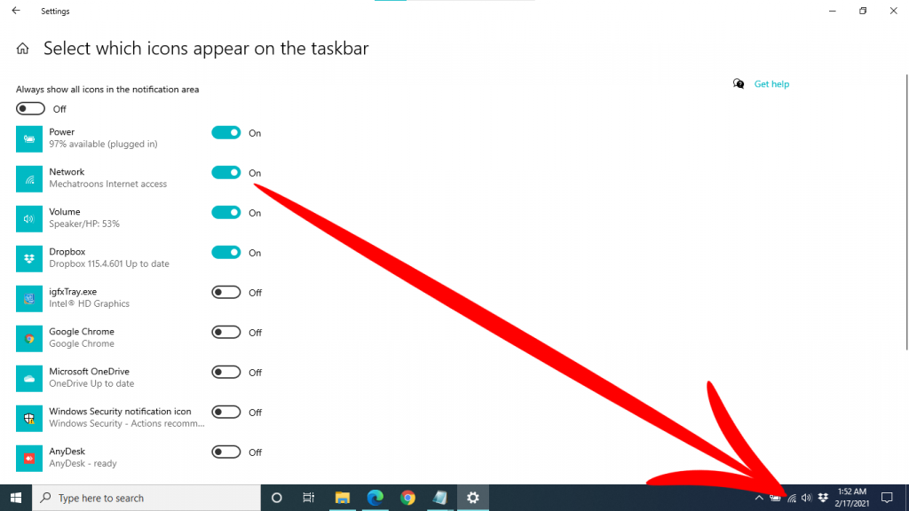 Wi-Fi icon not showing Windows 10